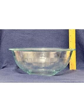 Pyrex 325 Block / Brick Test Pattern Clear Aqua Blue Tint Mixing Bowl 2.5 Quart